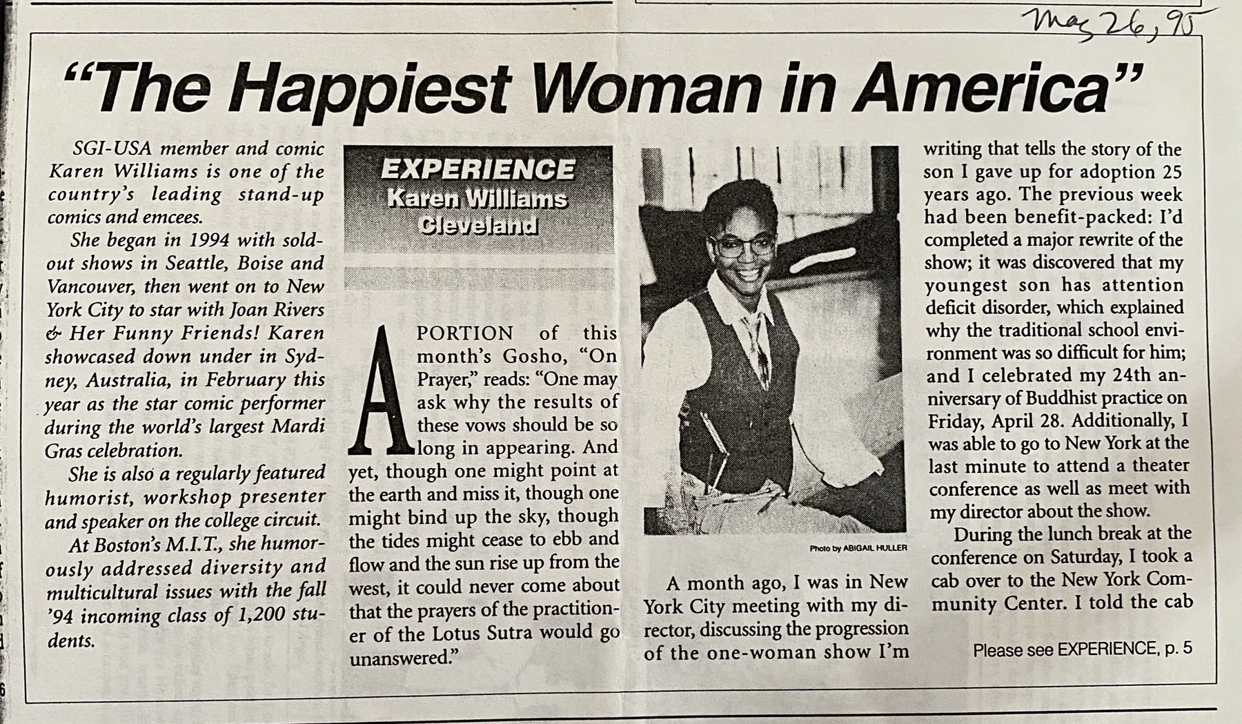 “The Happiest Woman in America” press feature